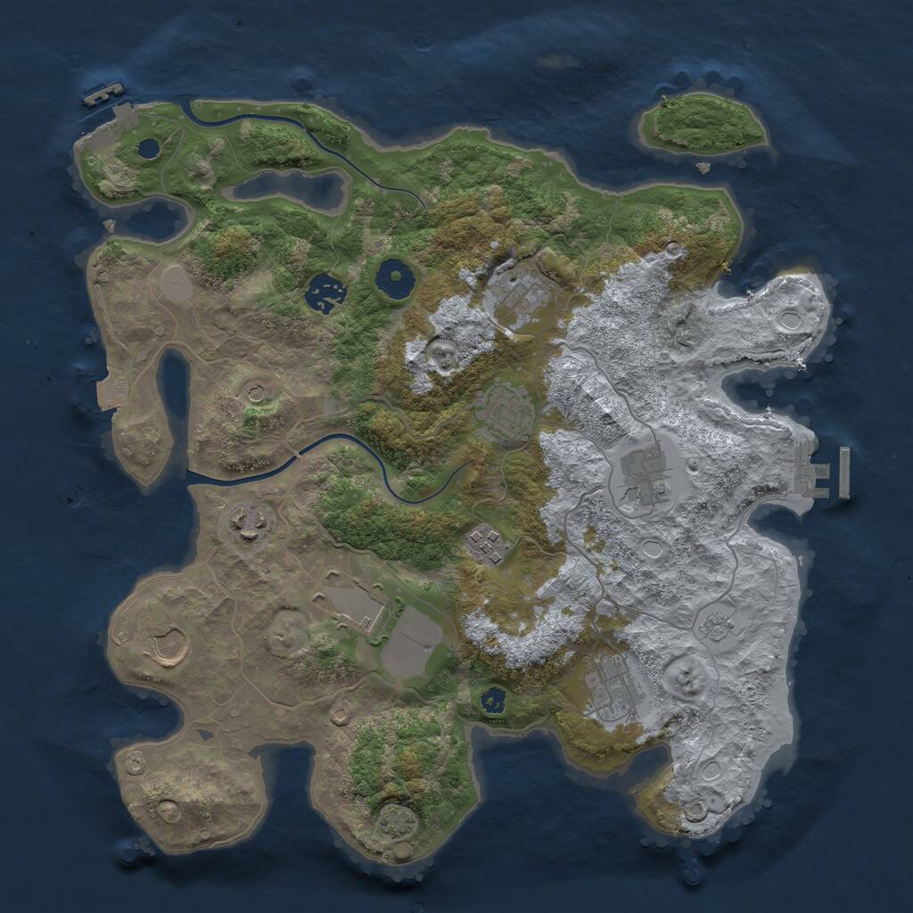 Rust Map: Procedural Map, Size: 3550, Seed: 70092505, 15 Monuments