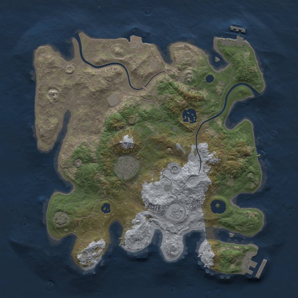 Rust Map: Procedural Map, Size: 3000, Seed: 189277775, 8 Monuments