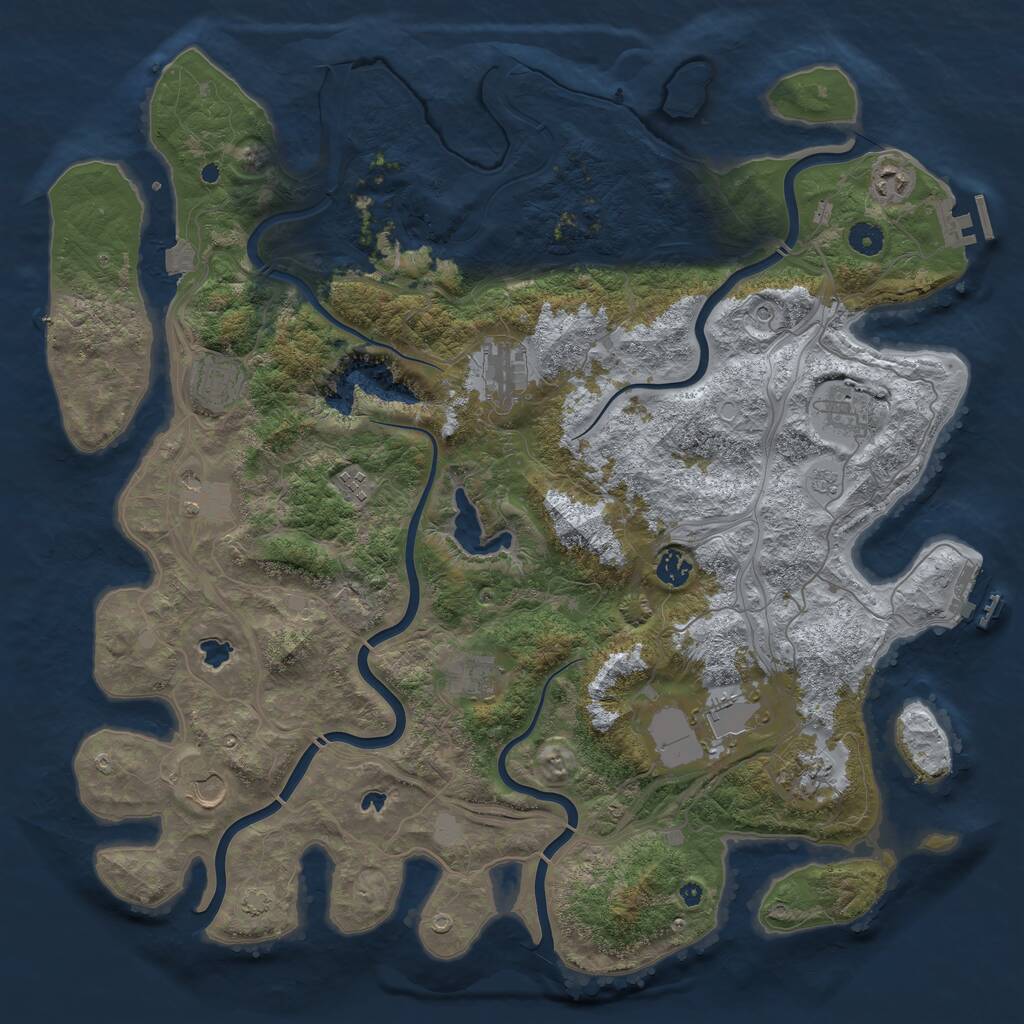 Rust Map: Procedural Map, Size: 4500, Seed: 1363648028, 17 Monuments