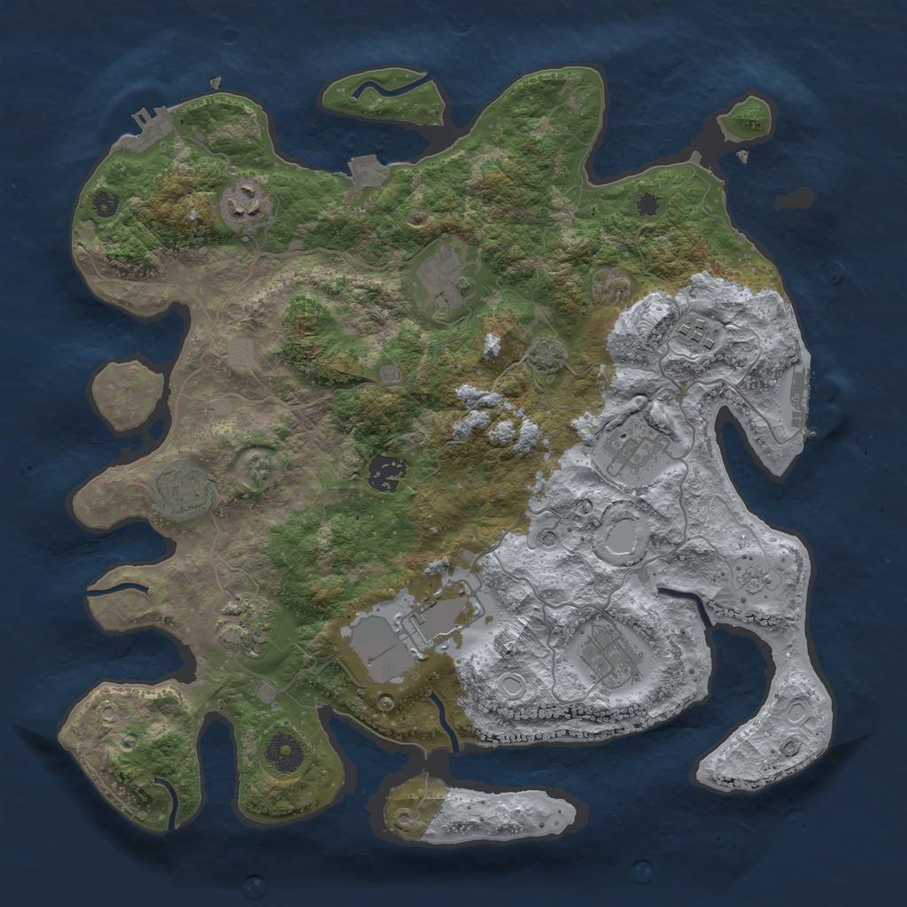 Rust Map: Procedural Map, Size: 3600, Seed: 11603, 17 Monuments