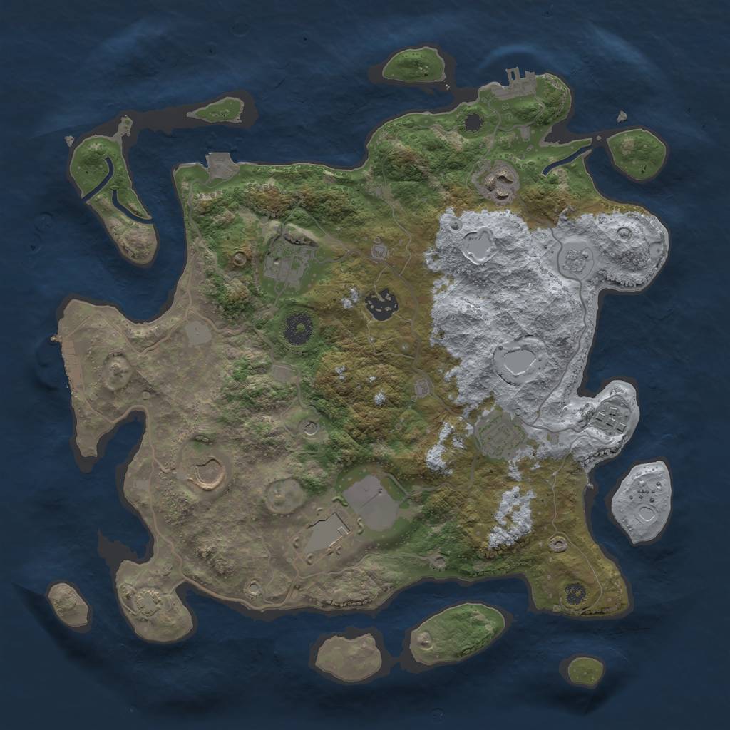 Rust Map: Procedural Map, Size: 3500, Seed: 20907578, 15 Monuments