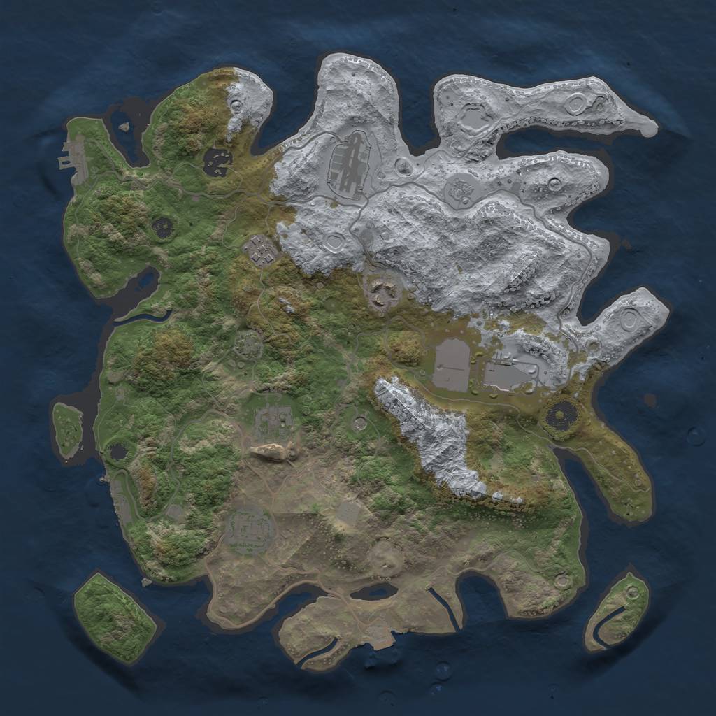 Rust Map: Procedural Map, Size: 3600, Seed: 21603, 15 Monuments