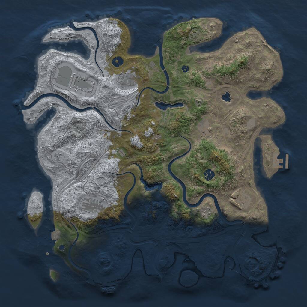 Rust Map: Procedural Map, Size: 4250, Seed: 1076947140, 13 Monuments