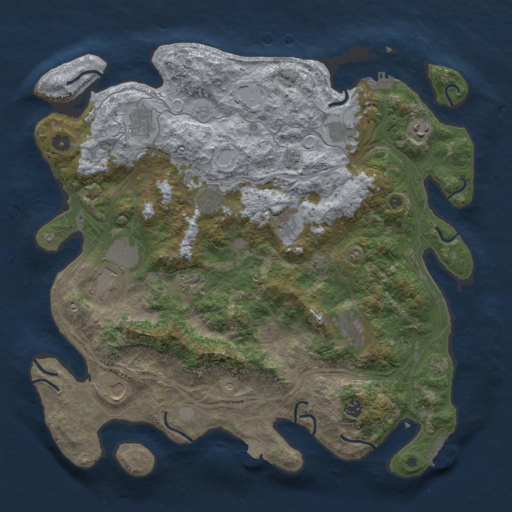 Rust Map: Procedural Map, Size: 4300, Seed: 55366947, 19 Monuments