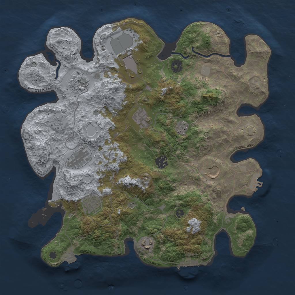 Rust Map: Procedural Map, Size: 3500, Seed: 1918319932, 17 Monuments