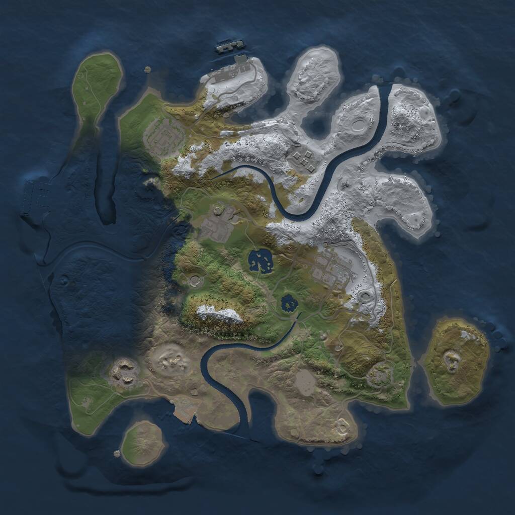 Rust Map: Procedural Map, Size: 3000, Seed: 833551839, 11 Monuments
