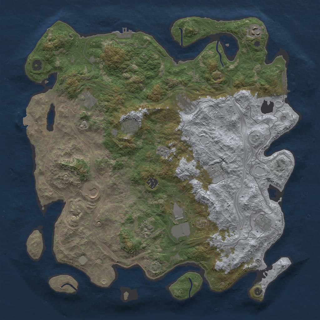 Rust Map: Procedural Map, Size: 4500, Seed: 1476726105, 19 Monuments