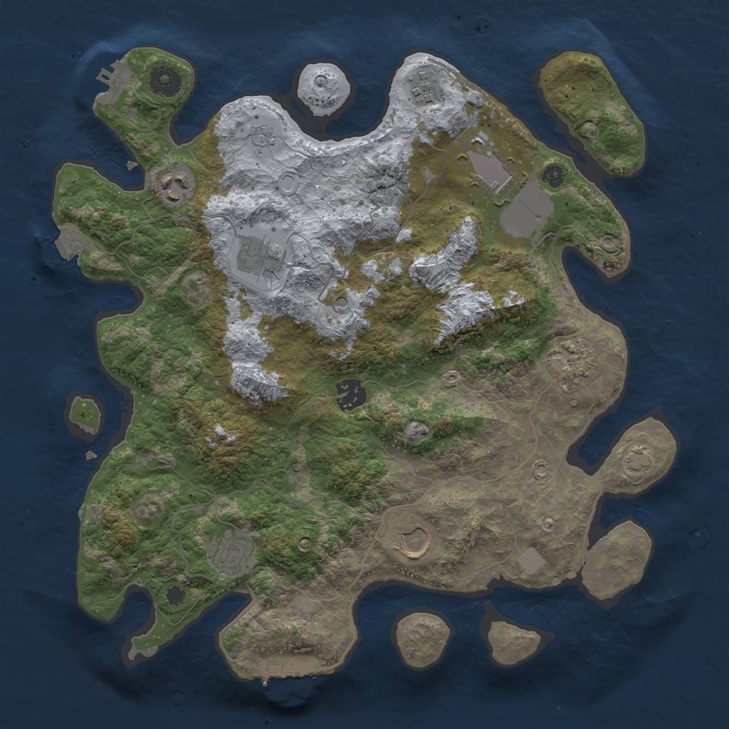 Rust Map: Procedural Map, Size: 3500, Seed: 166728777, 16 Monuments