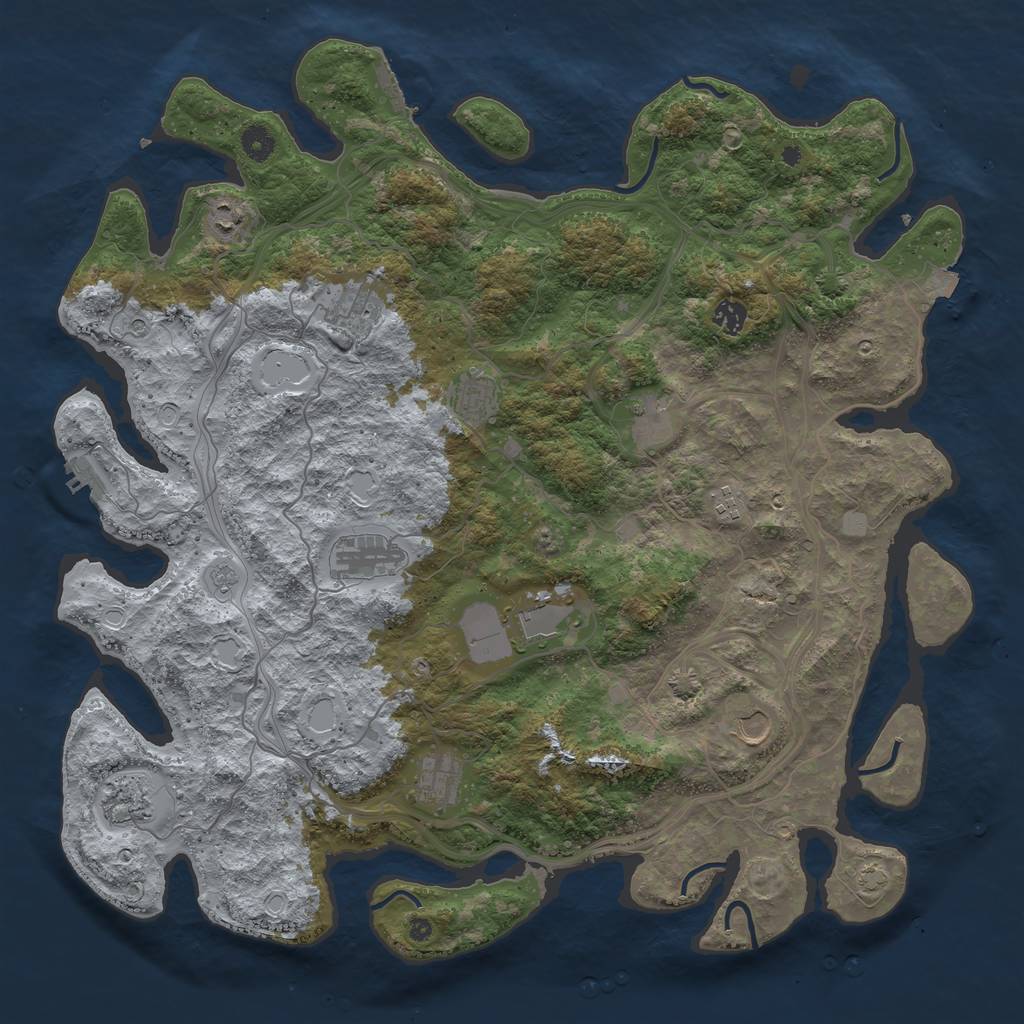 Rust Map: Procedural Map, Size: 4500, Seed: 777513289, 19 Monuments