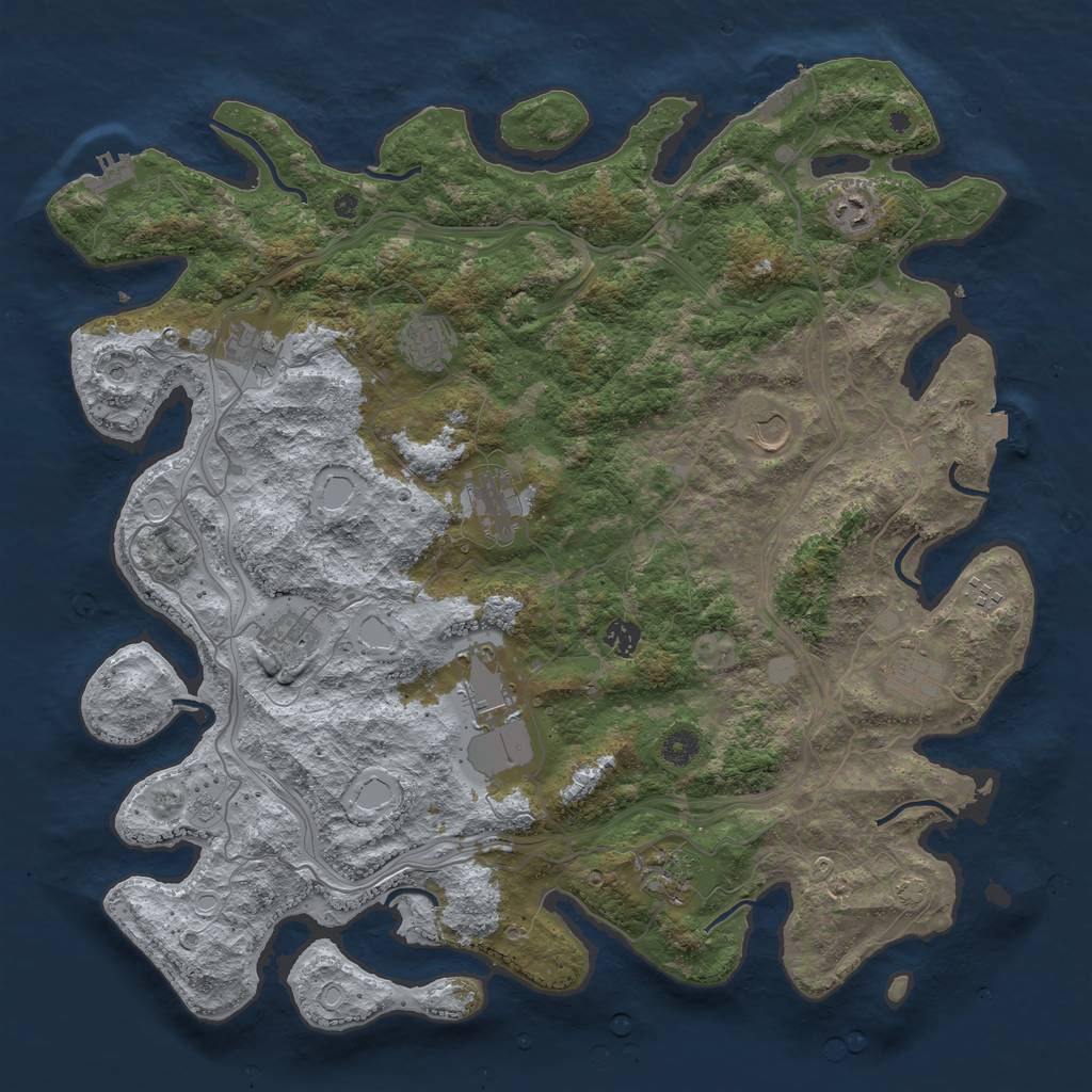 Rust Map: Procedural Map, Size: 4500, Seed: 1842702771, 19 Monuments