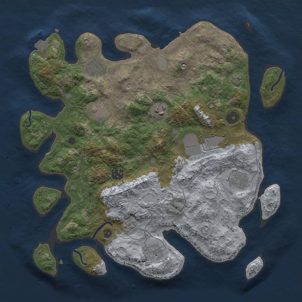 Rust Map: Procedural Map, Size: 3600, Seed: 1658076107, 15 Monuments