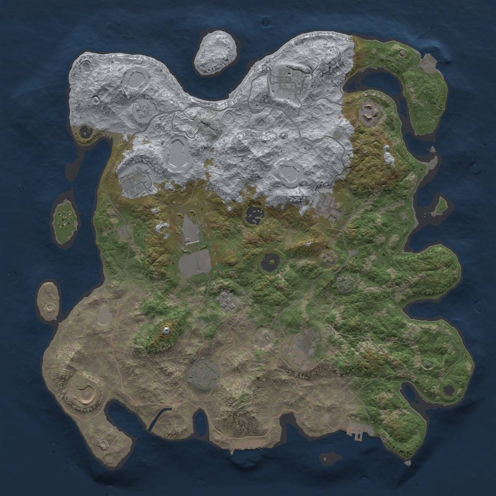 Rust Map: Procedural Map, Size: 4000, Seed: 1252714796, 18 Monuments
