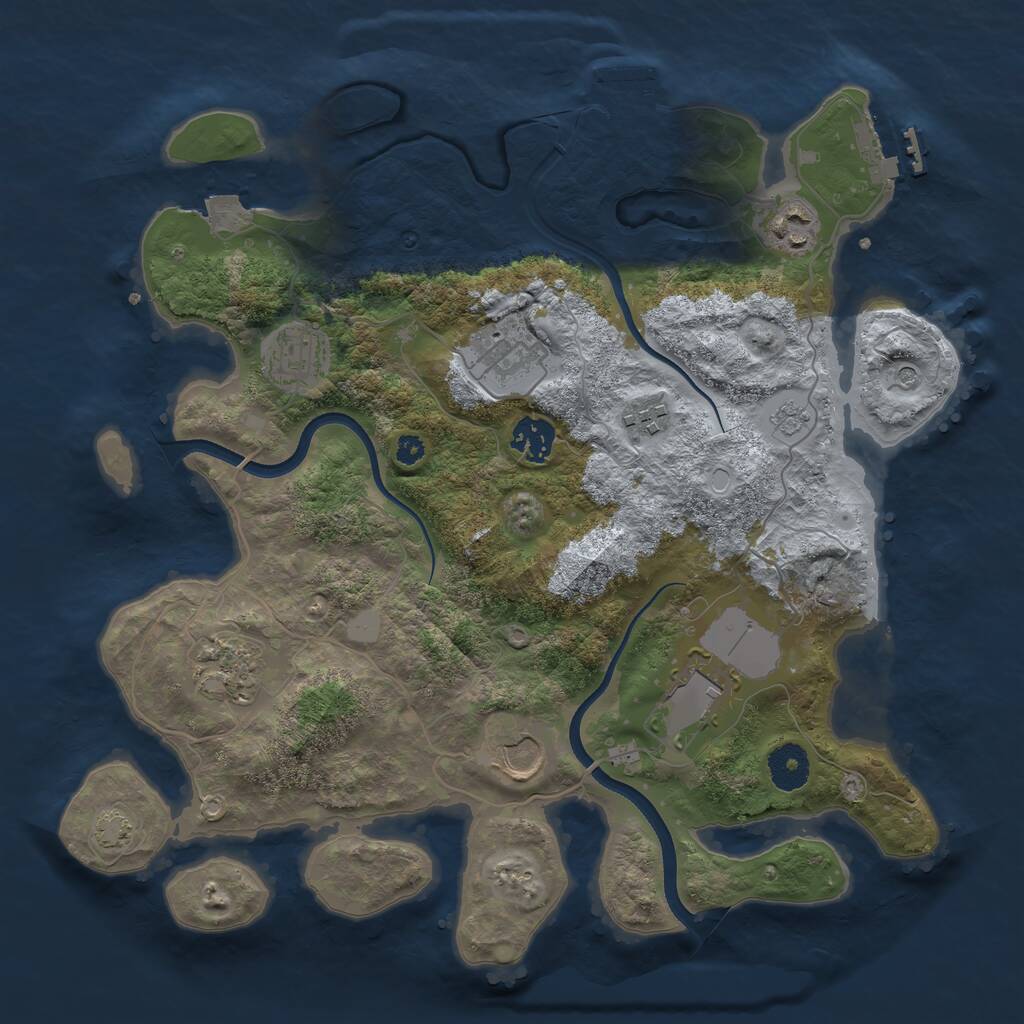 Rust Map: Procedural Map, Size: 3500, Seed: 102048469, 14 Monuments