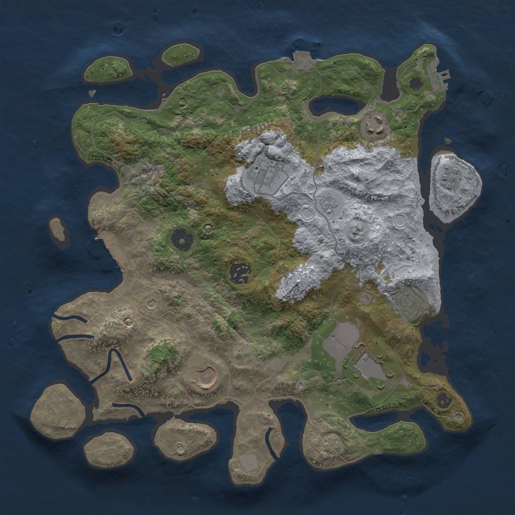 Rust Map: Procedural Map, Size: 3500, Seed: 102048469, 15 Monuments