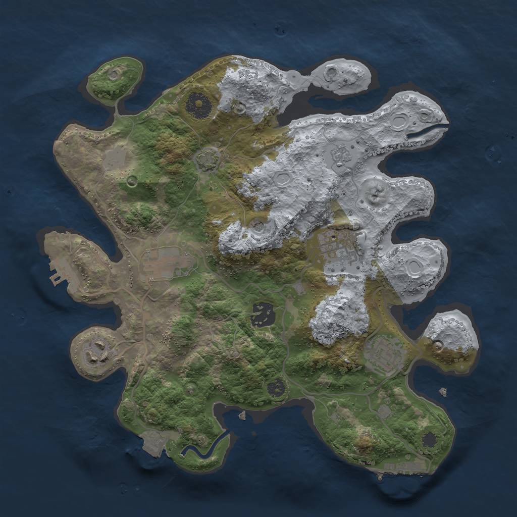 Rust Map: Procedural Map, Size: 3000, Seed: 1083971308, 13 Monuments