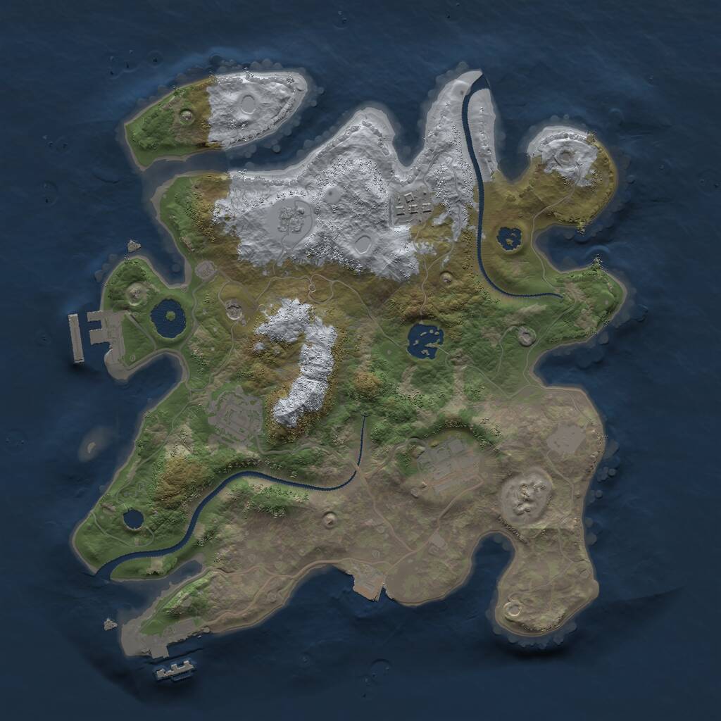 Rust Map: Procedural Map, Size: 3000, Seed: 56961, 9 Monuments