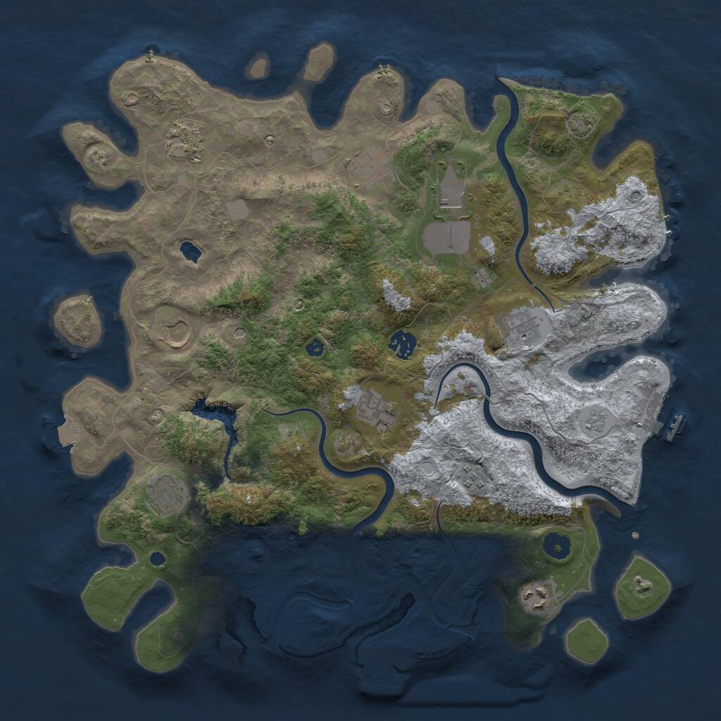 Rust Map: Procedural Map, Size: 4000, Seed: 697458, 16 Monuments
