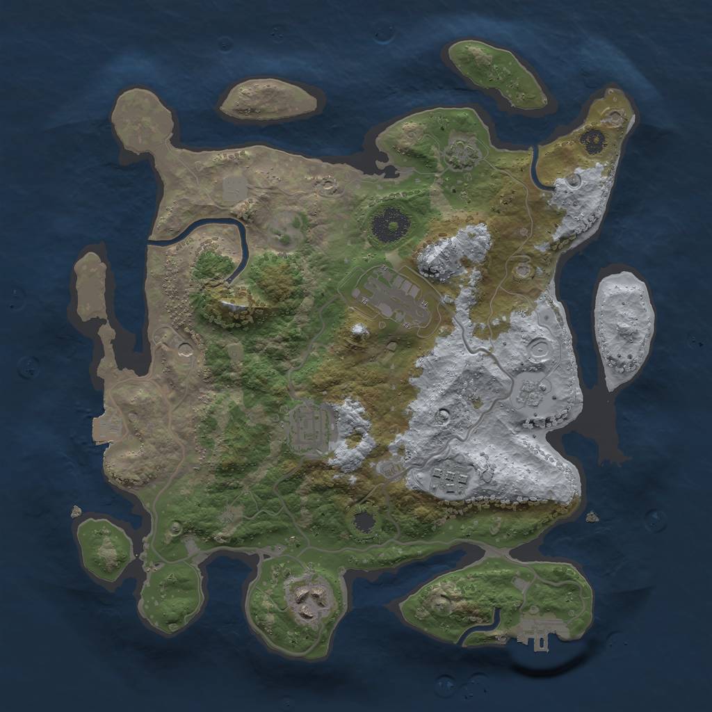 Rust Map: Procedural Map, Size: 3000, Seed: 1869149759, 11 Monuments