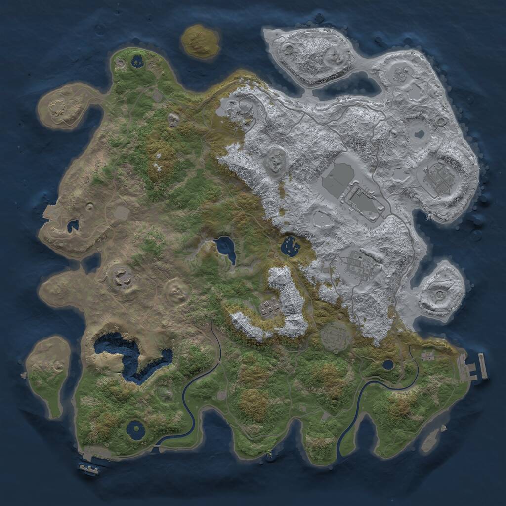 Rust Map: Procedural Map, Size: 4000, Seed: 1931046387, 14 Monuments