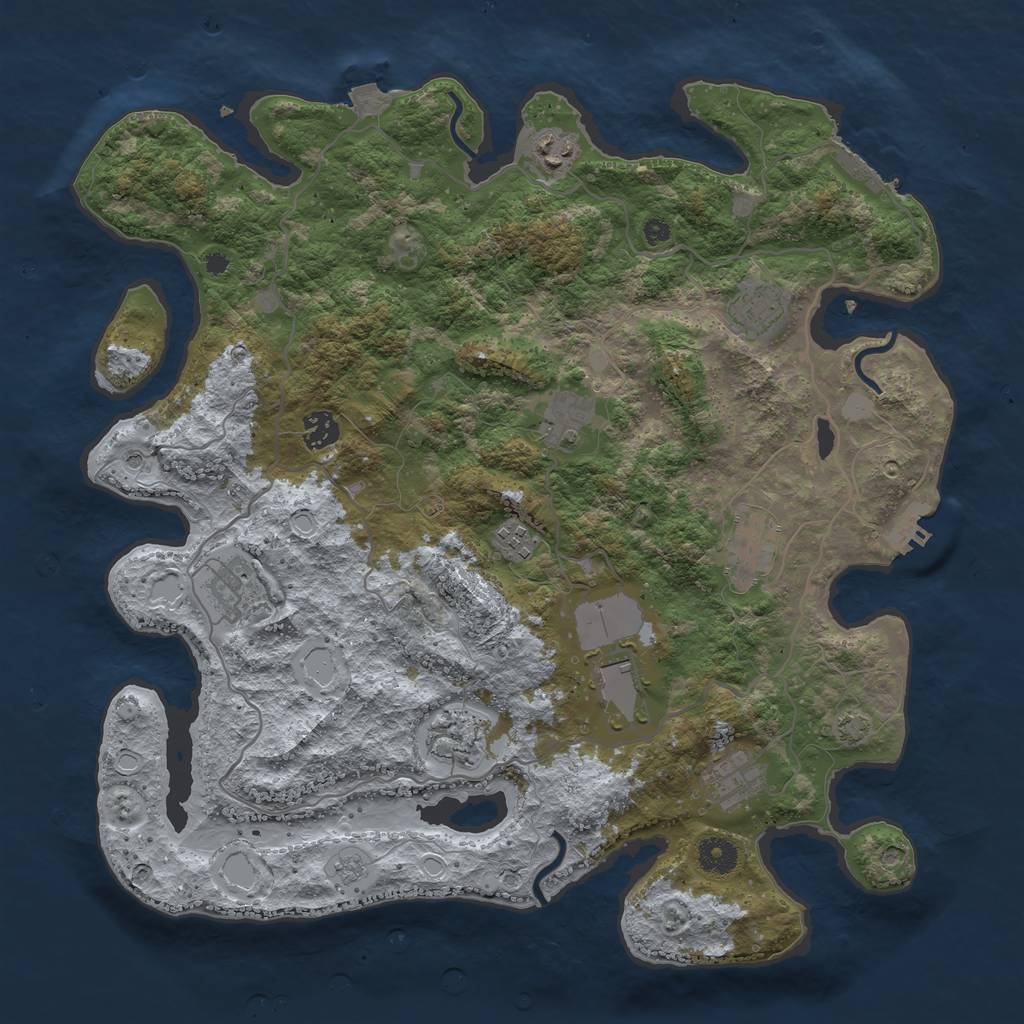 Rust Map: Procedural Map, Size: 4000, Seed: 73017562, 18 Monuments