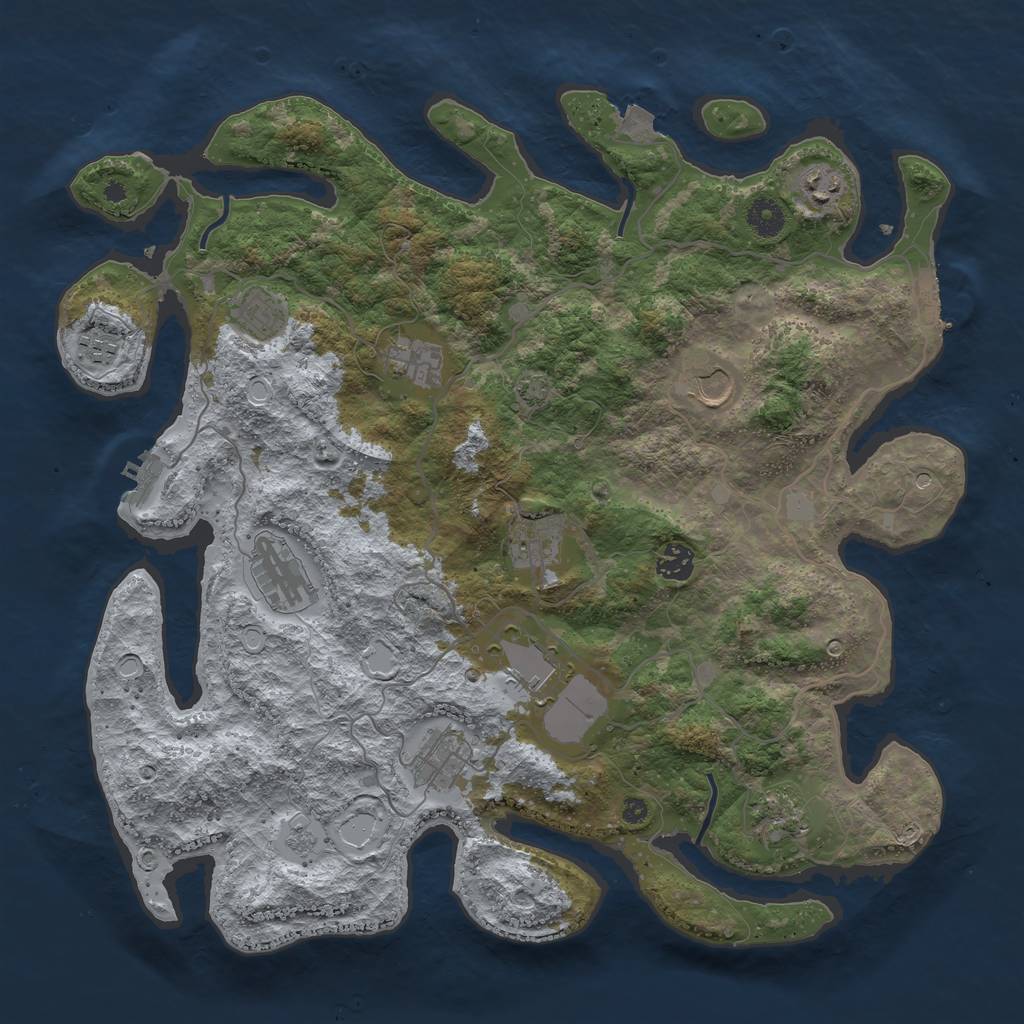 Rust Map: Procedural Map, Size: 4050, Seed: 81590378, 19 Monuments