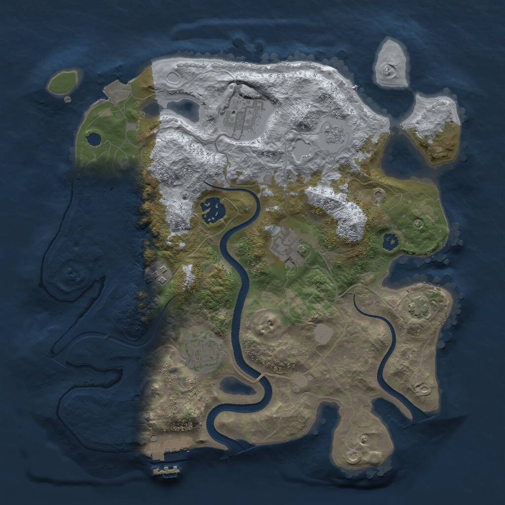 Rust Map: Procedural Map, Size: 3000, Seed: 1134651661, 9 Monuments
