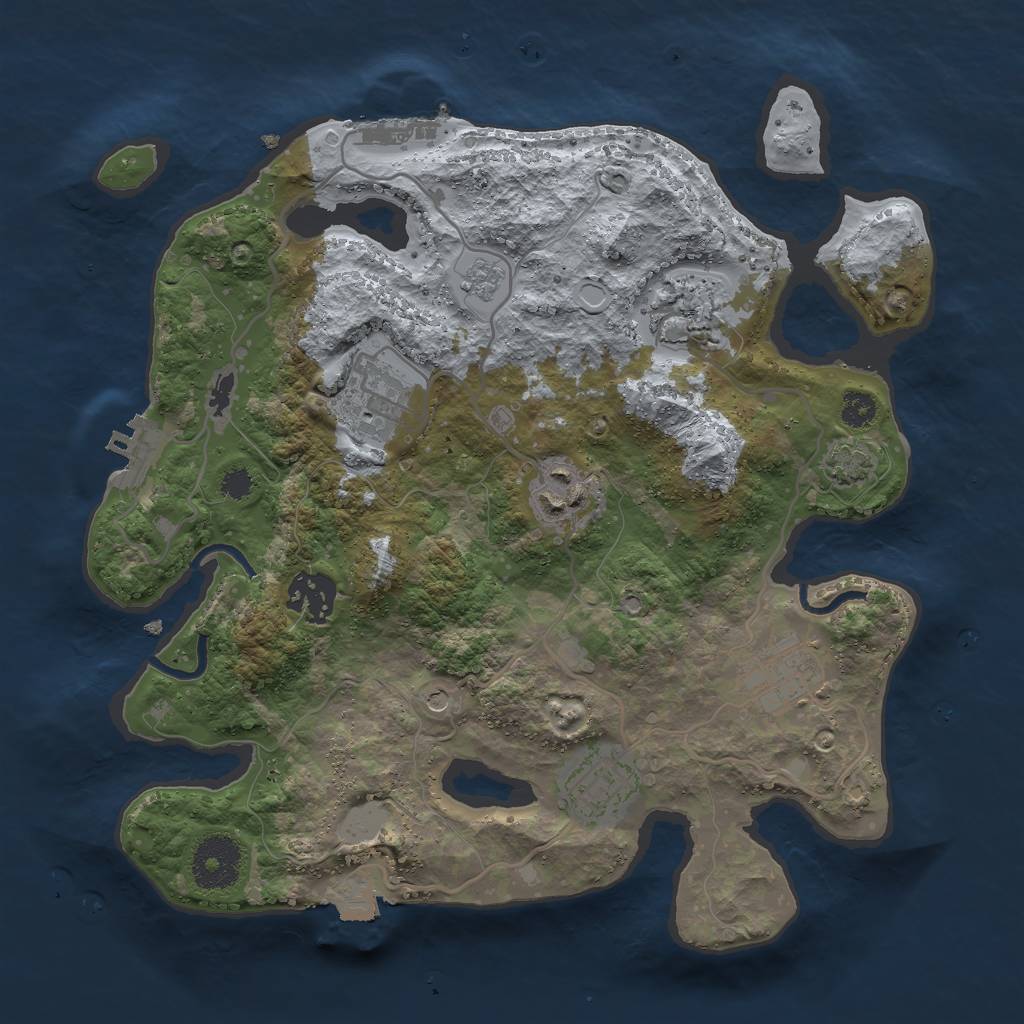 Rust Map: Procedural Map, Size: 3000, Seed: 1134651661, 14 Monuments