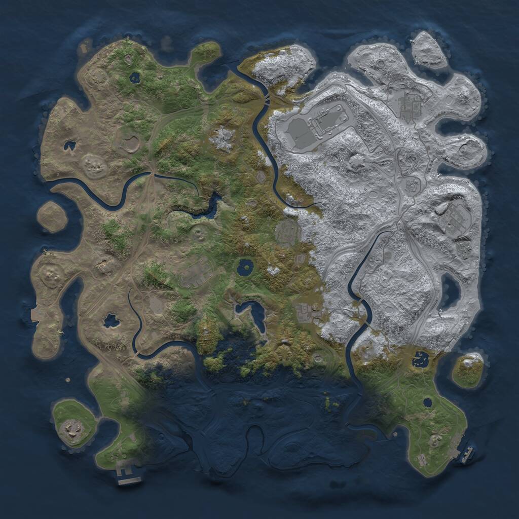 Rust Map: Procedural Map, Size: 4600, Seed: 4491995, 17 Monuments