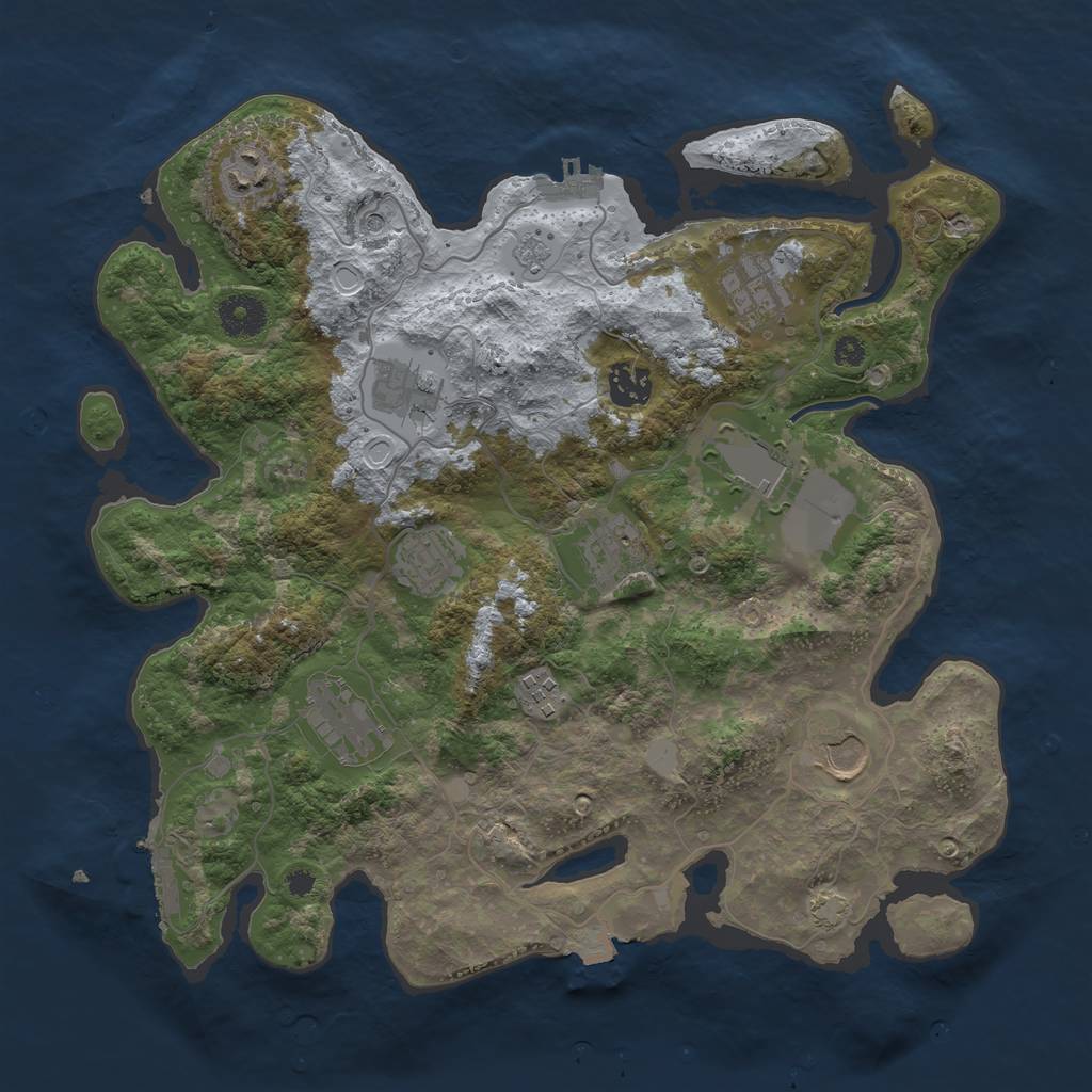 Rust Map: Procedural Map, Size: 3600, Seed: 33470880, 18 Monuments