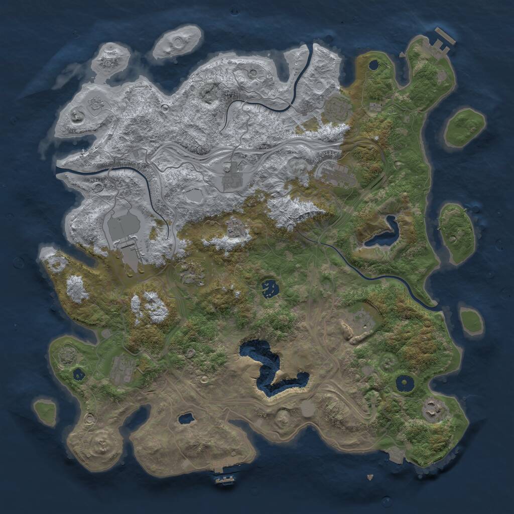 Rust Map: Procedural Map, Size: 4300, Seed: 268984993, 16 Monuments