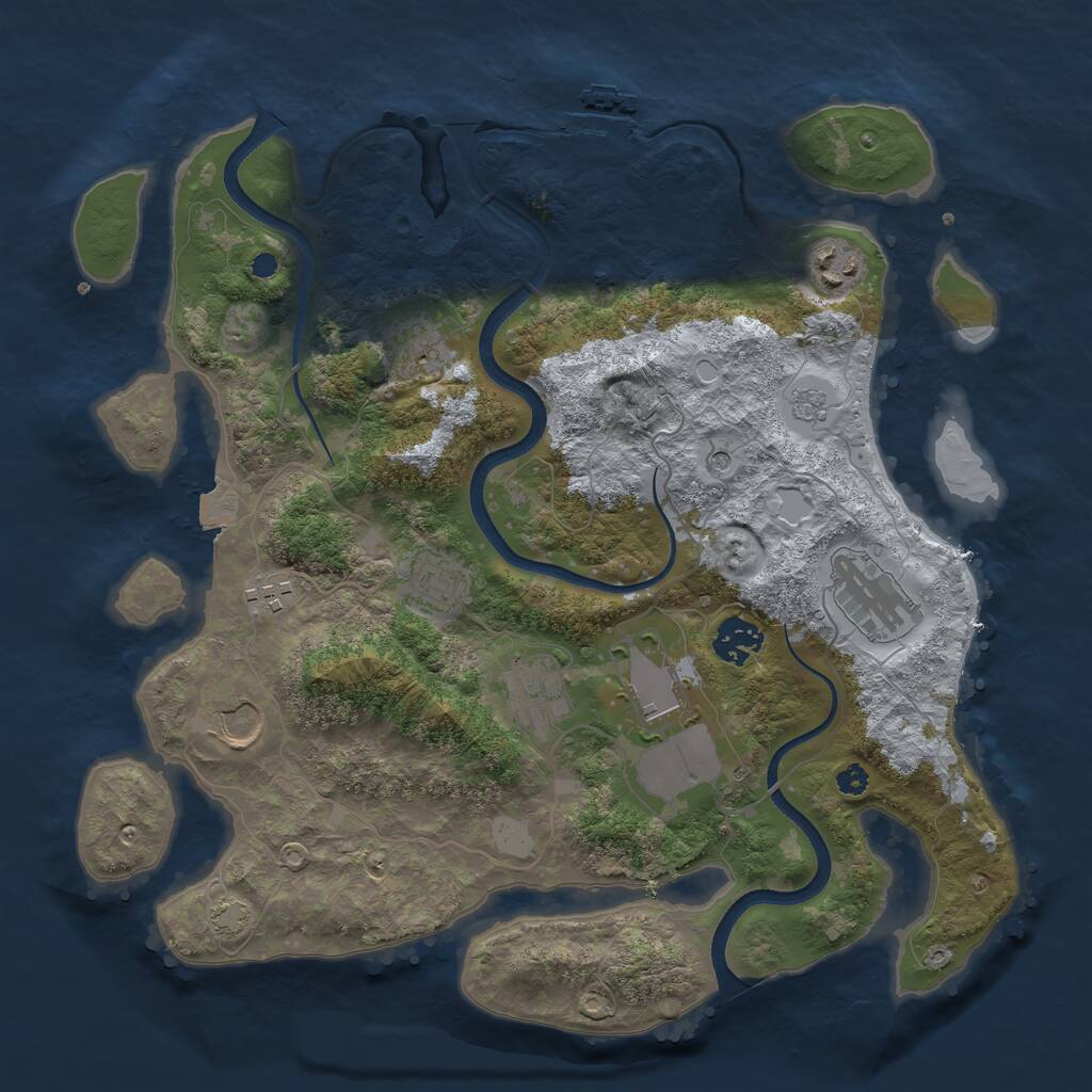 Rust Map: Procedural Map, Size: 3500, Seed: 1849245984, 14 Monuments