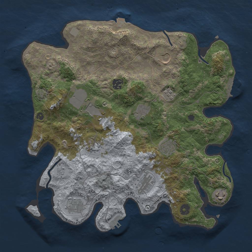 Rust Map: Procedural Map, Size: 3500, Seed: 1700729463, 18 Monuments