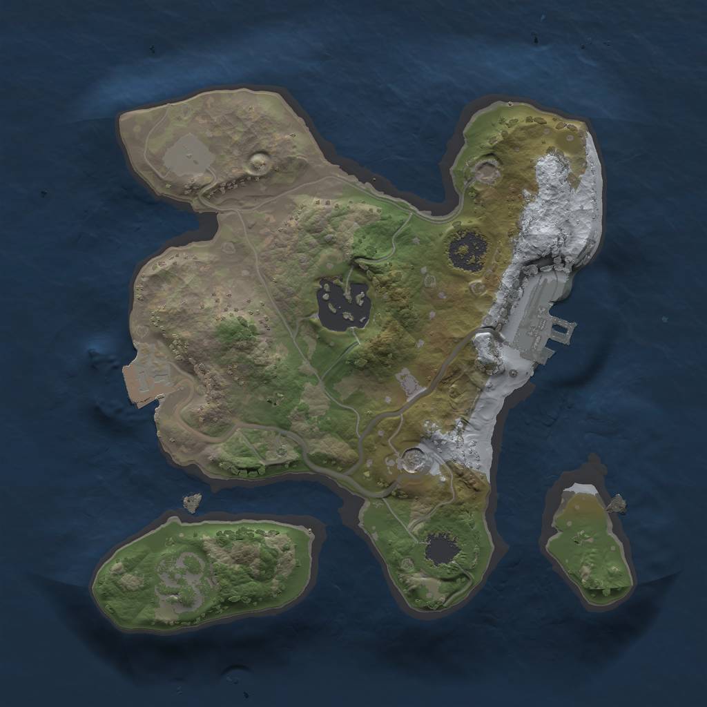 Rust Map: Procedural Map, Size: 1850, Seed: 34312, 6 Monuments