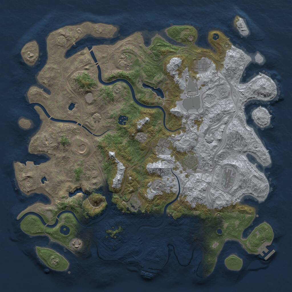 Rust Map: Procedural Map, Size: 4500, Seed: 2049420656, 17 Monuments