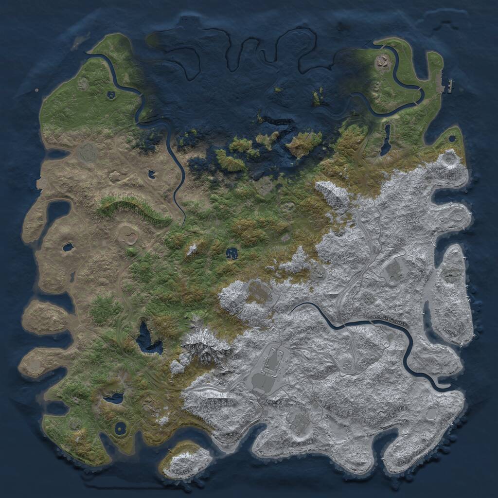 Rust Map: Procedural Map, Size: 6000, Seed: 757762601, 17 Monuments