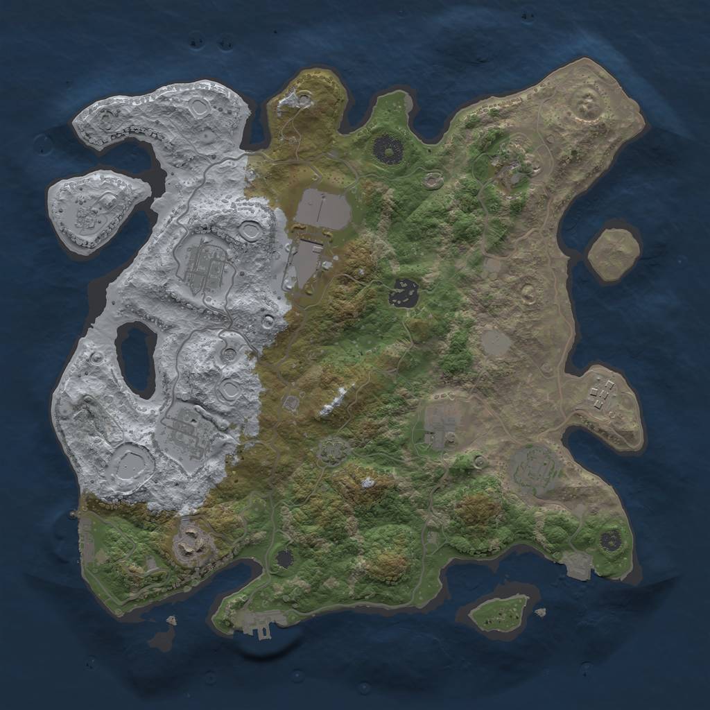 Rust Map: Procedural Map, Size: 3500, Seed: 1742706981, 17 Monuments