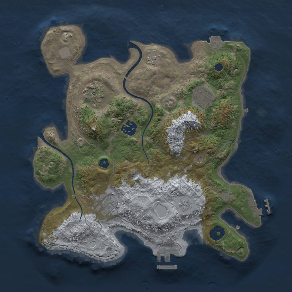 Rust Map: Procedural Map, Size: 3000, Seed: 16813, 10 Monuments