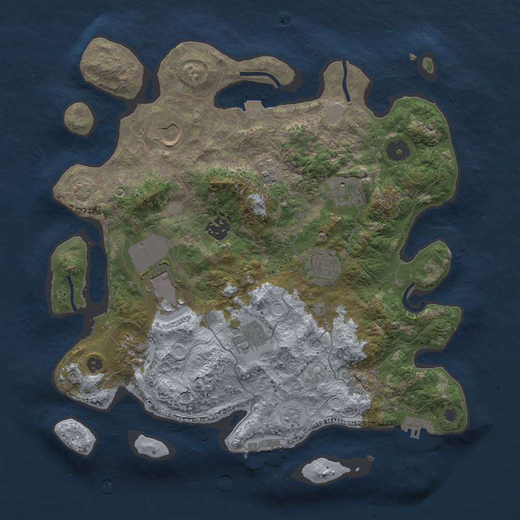 Rust Map: Procedural Map, Size: 3500, Seed: 1519308292, 16 Monuments