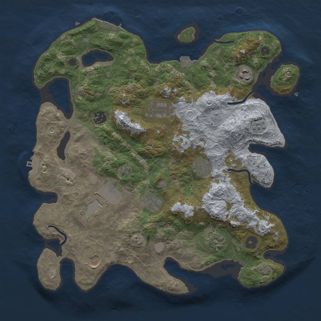Rust Map: Procedural Map, Size: 3750, Seed: 1729836024, 17 Monuments