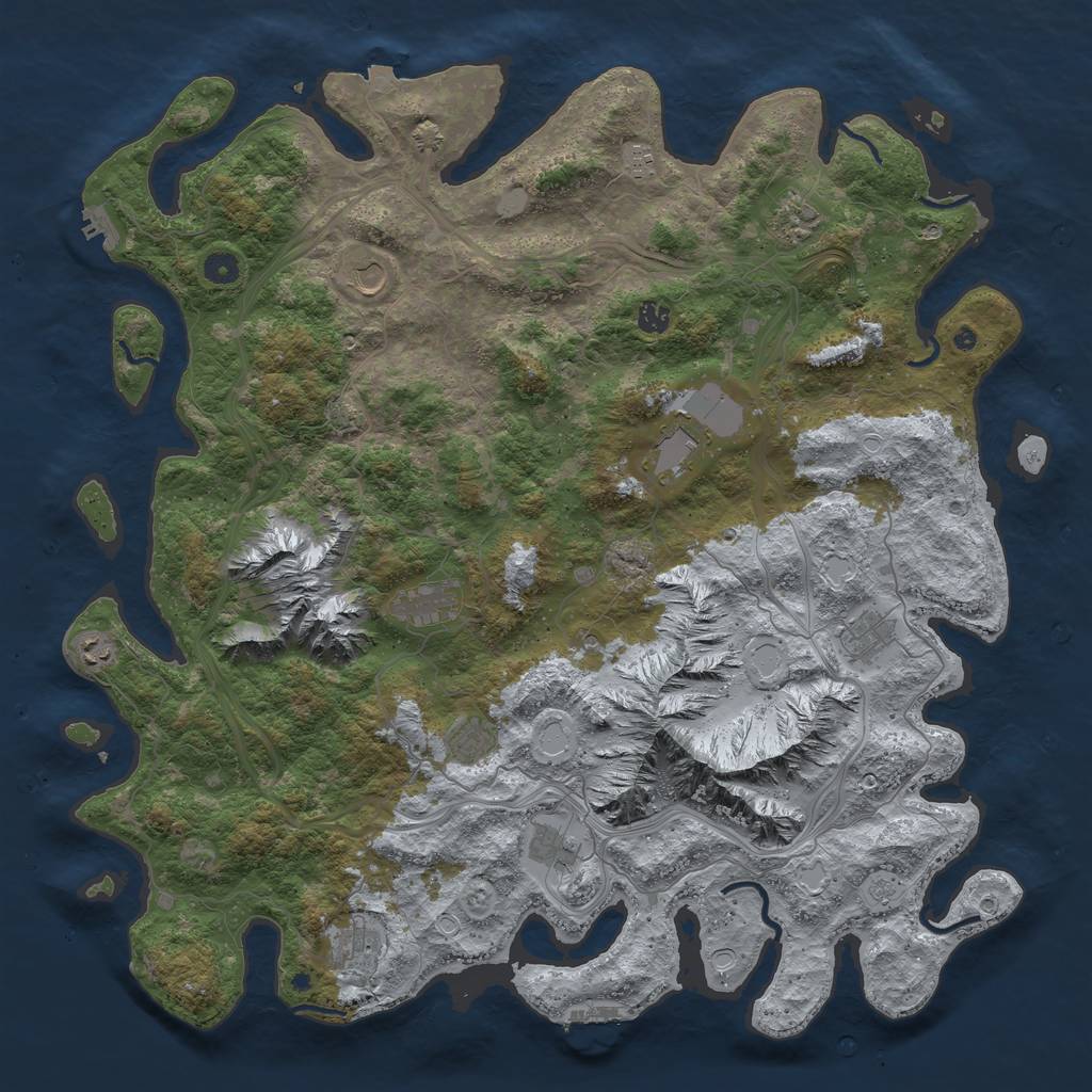 Rust Map: Procedural Map, Size: 5000, Seed: 885961836, 19 Monuments