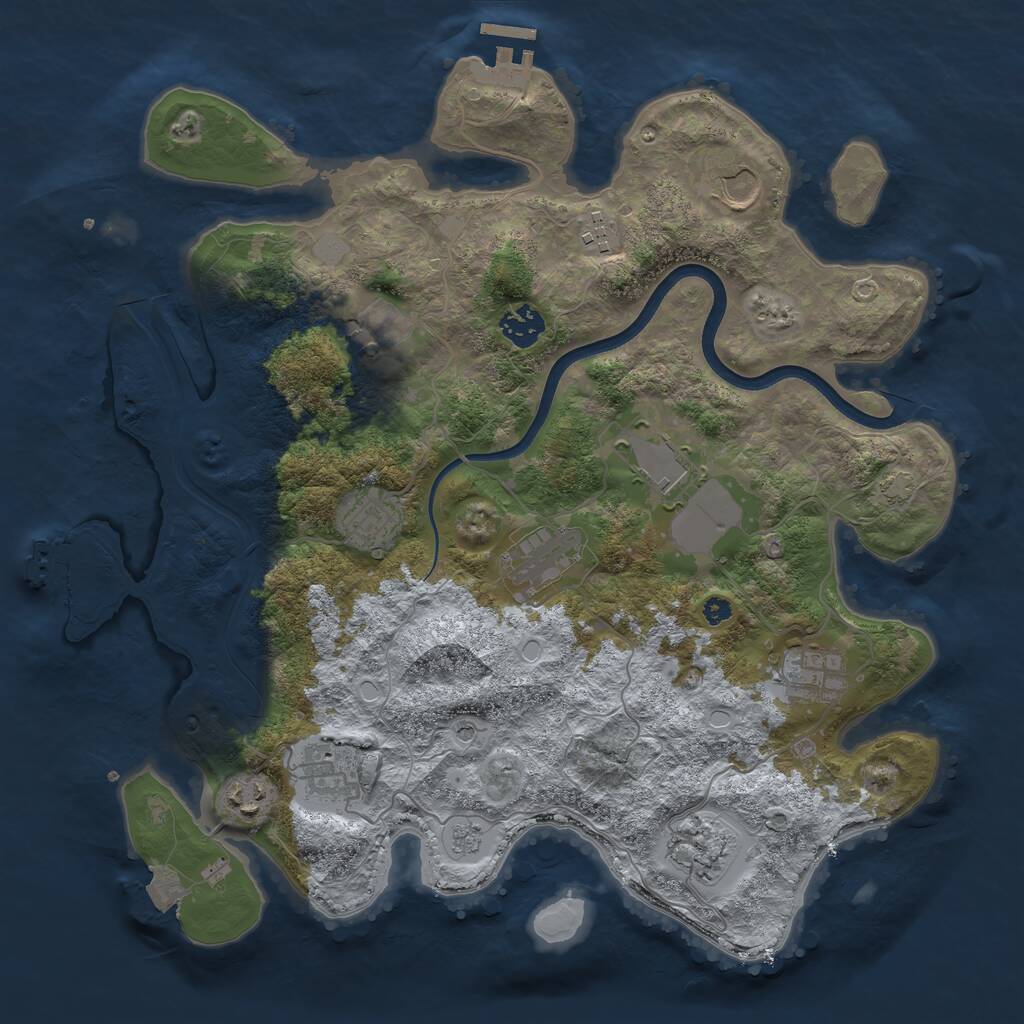 Rust Map: Procedural Map, Size: 3700, Seed: 92454579, 17 Monuments