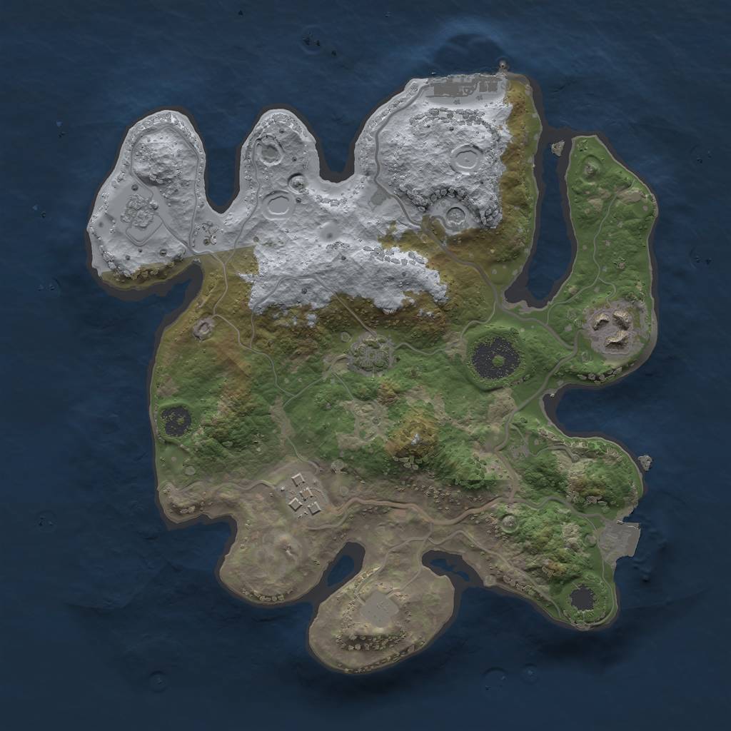 Rust Map: Procedural Map, Size: 2500, Seed: 1227, 9 Monuments