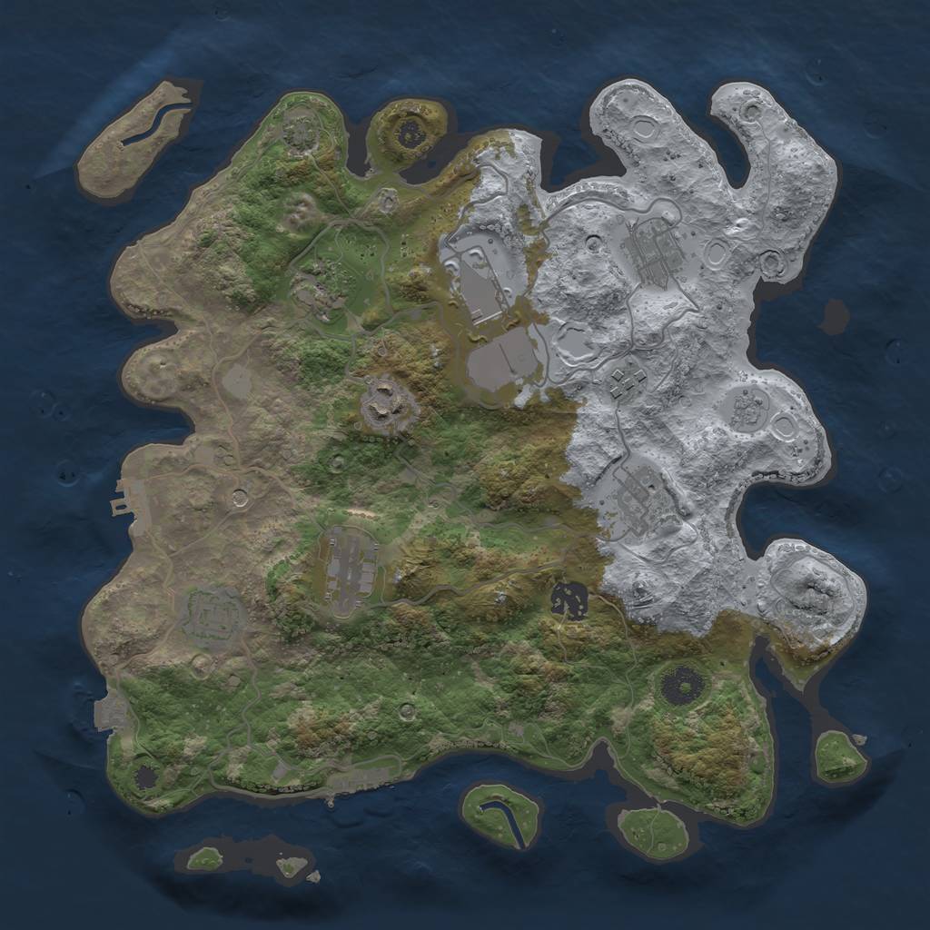 Rust Map: Procedural Map, Size: 3500, Seed: 6955856, 17 Monuments