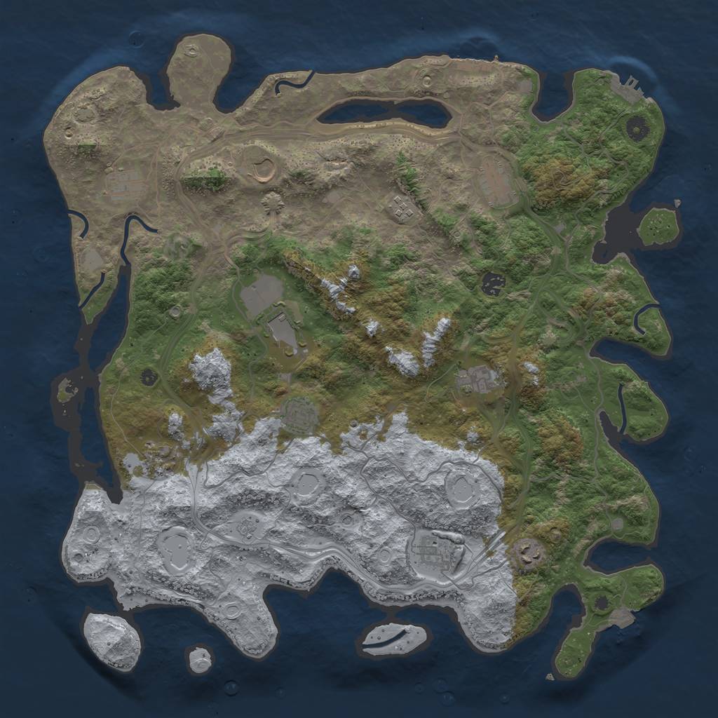 Rust Map: Procedural Map, Size: 4500, Seed: 613, 19 Monuments