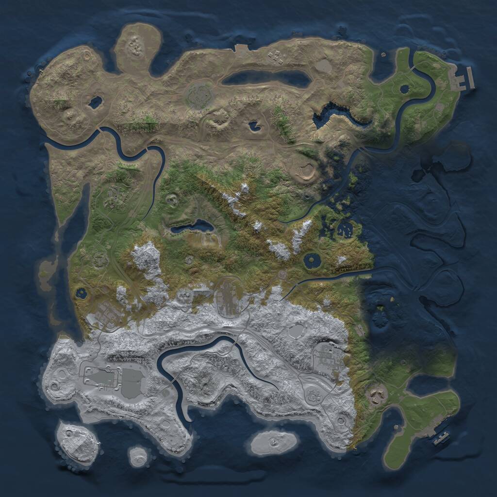 Rust Map: Procedural Map, Size: 4500, Seed: 613, 16 Monuments
