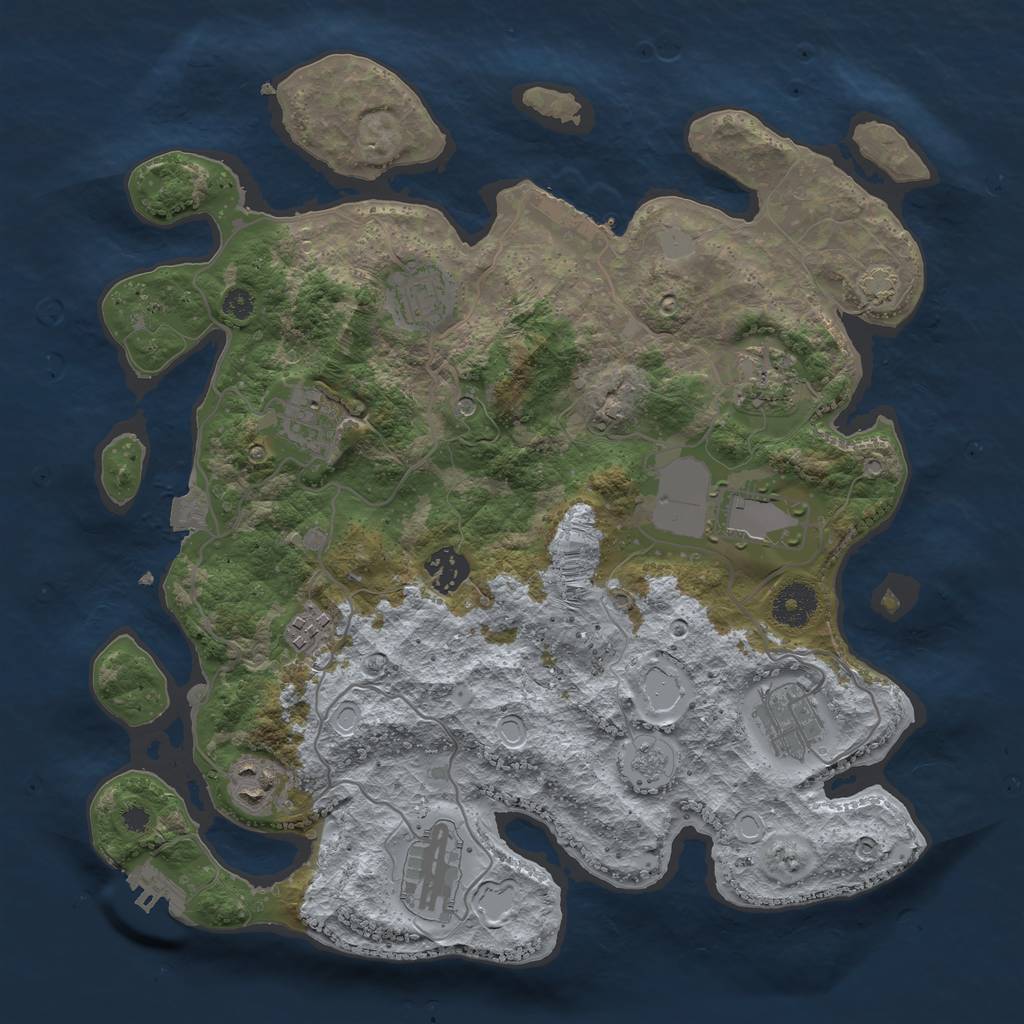 Rust Map: Procedural Map, Size: 3500, Seed: 124162220, 17 Monuments