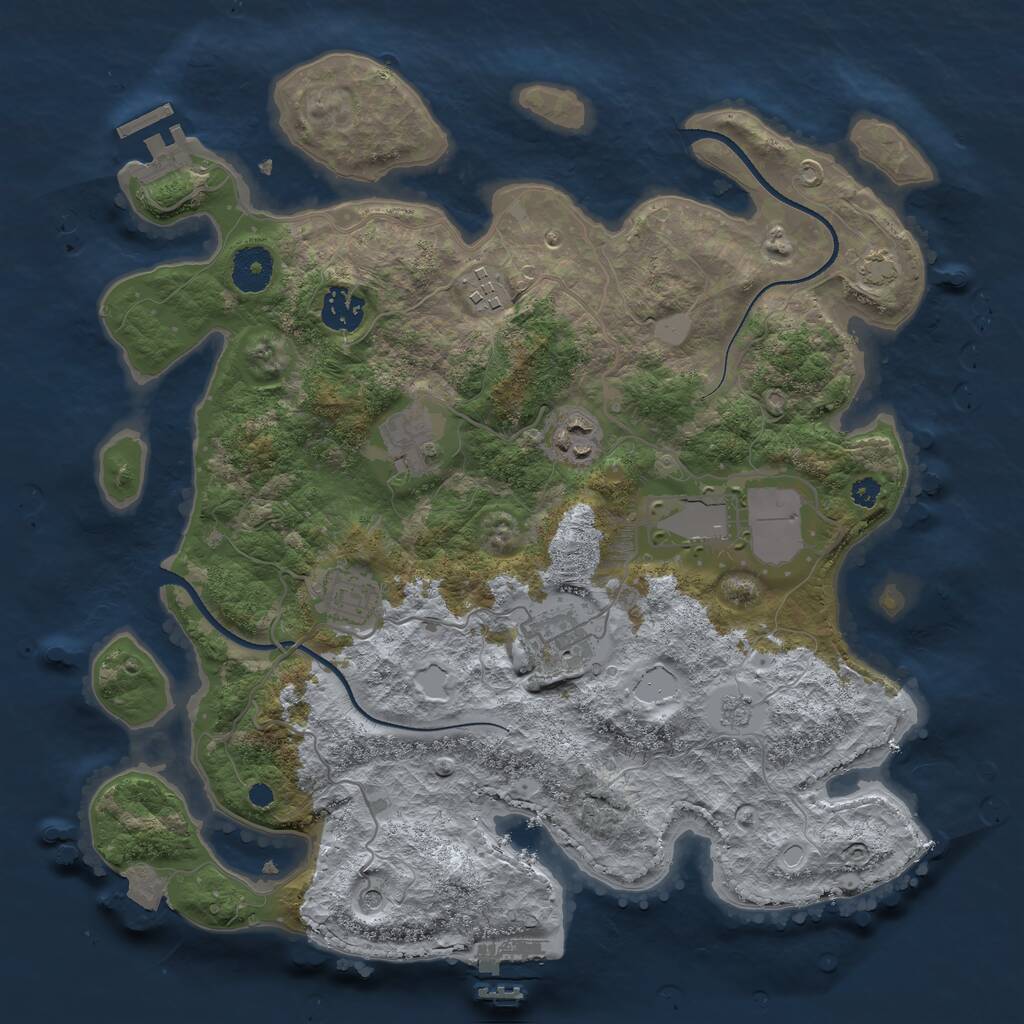 Rust Map: Procedural Map, Size: 3500, Seed: 124162220, 13 Monuments