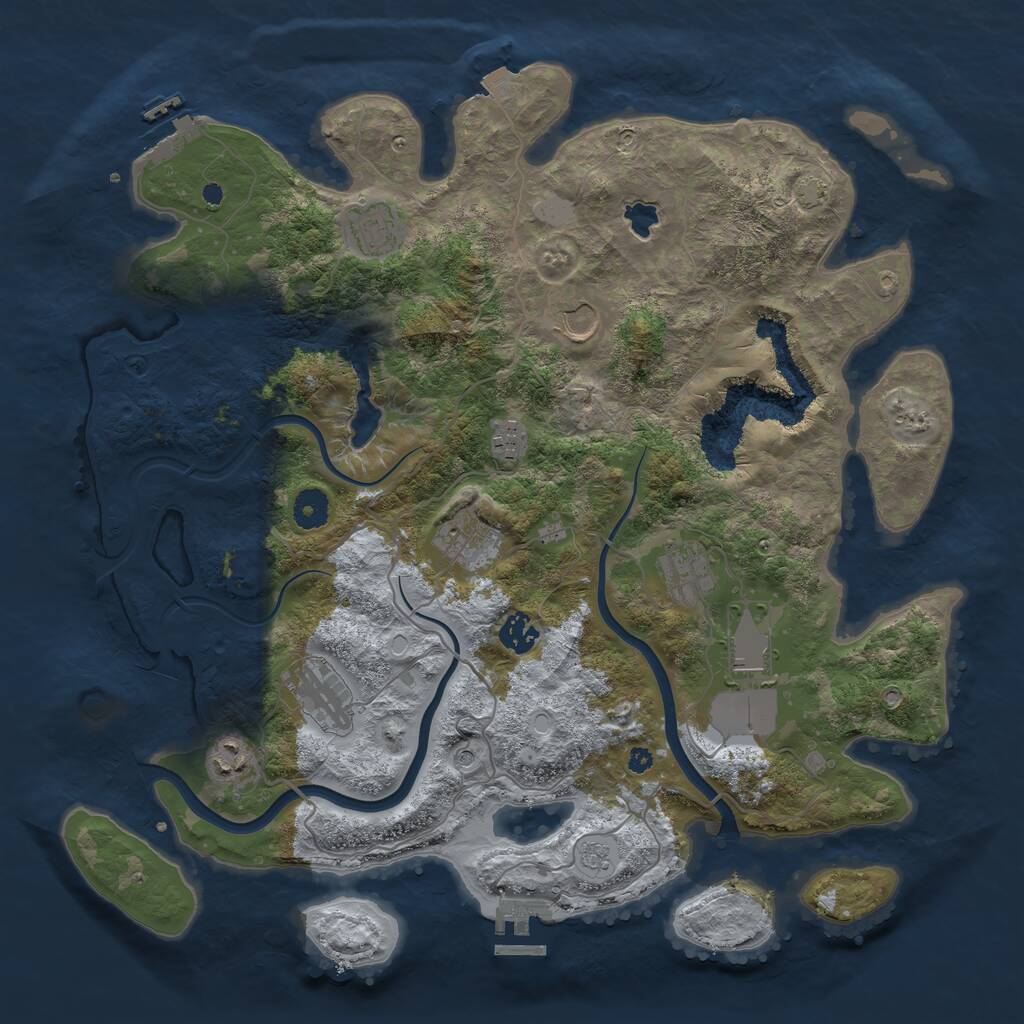 Rust Map: Procedural Map, Size: 4000, Seed: 1284197870, 15 Monuments