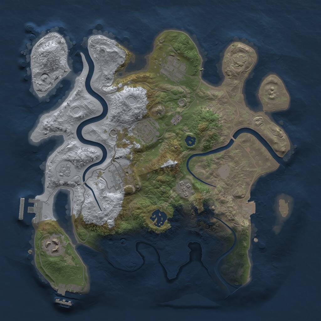 Rust Map: Procedural Map, Size: 3000, Seed: 102548375, 12 Monuments