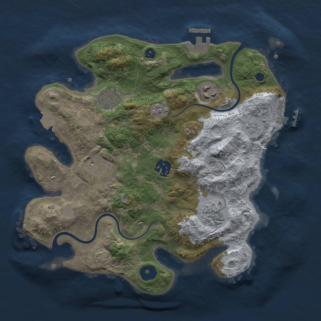 Rust Map: Procedural Map, Size: 3000, Seed: 56258, 12 Monuments
